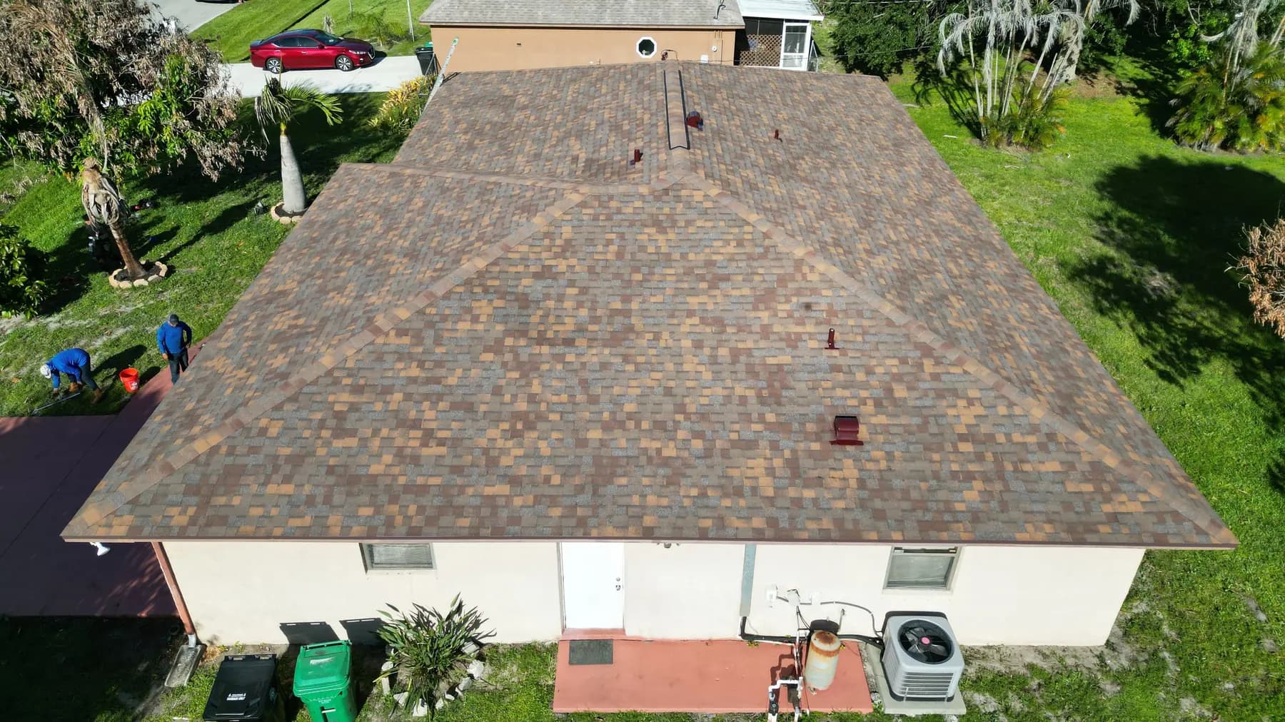Brown architectural shingle roof
